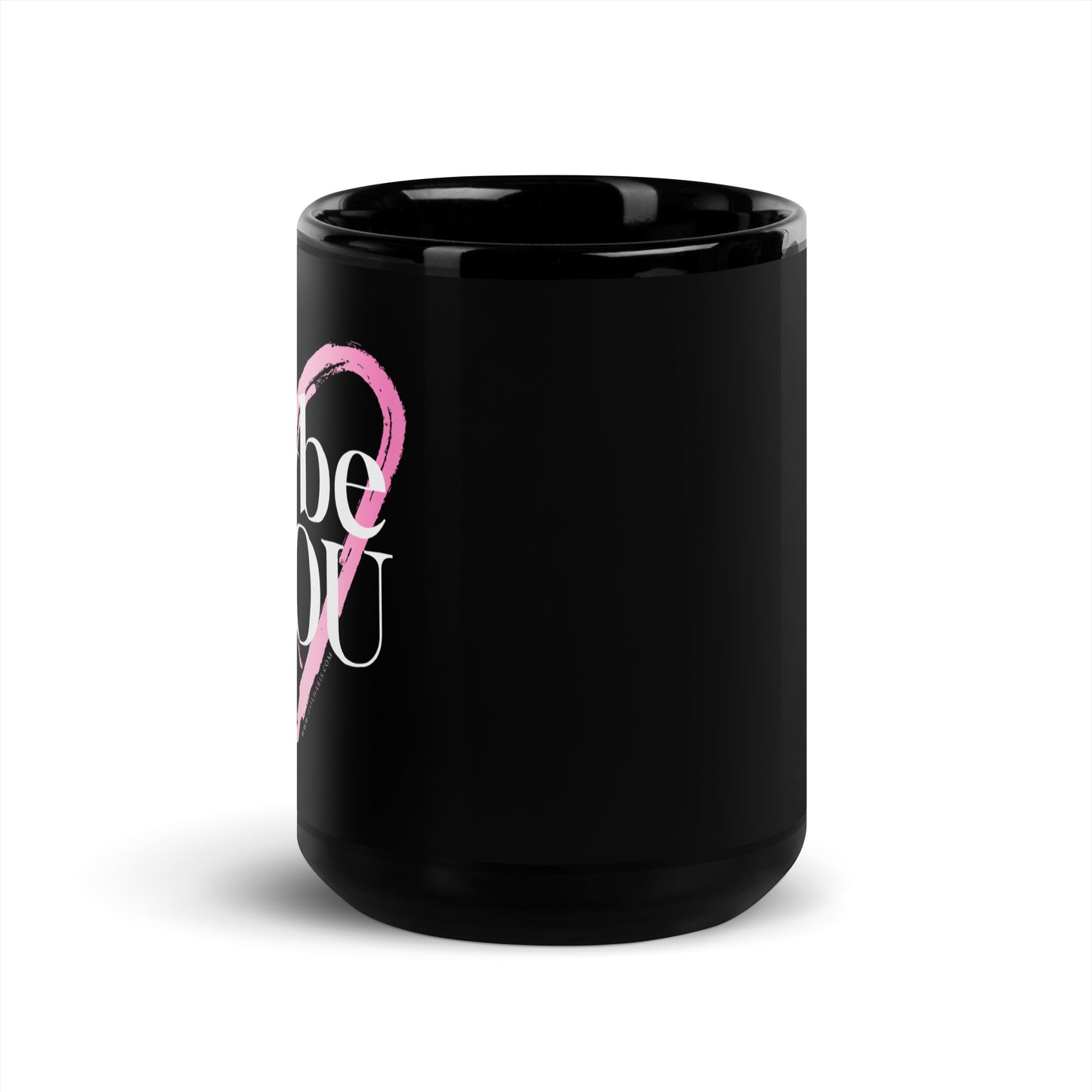 Just Be You Pink Heart Black Glossy Mug