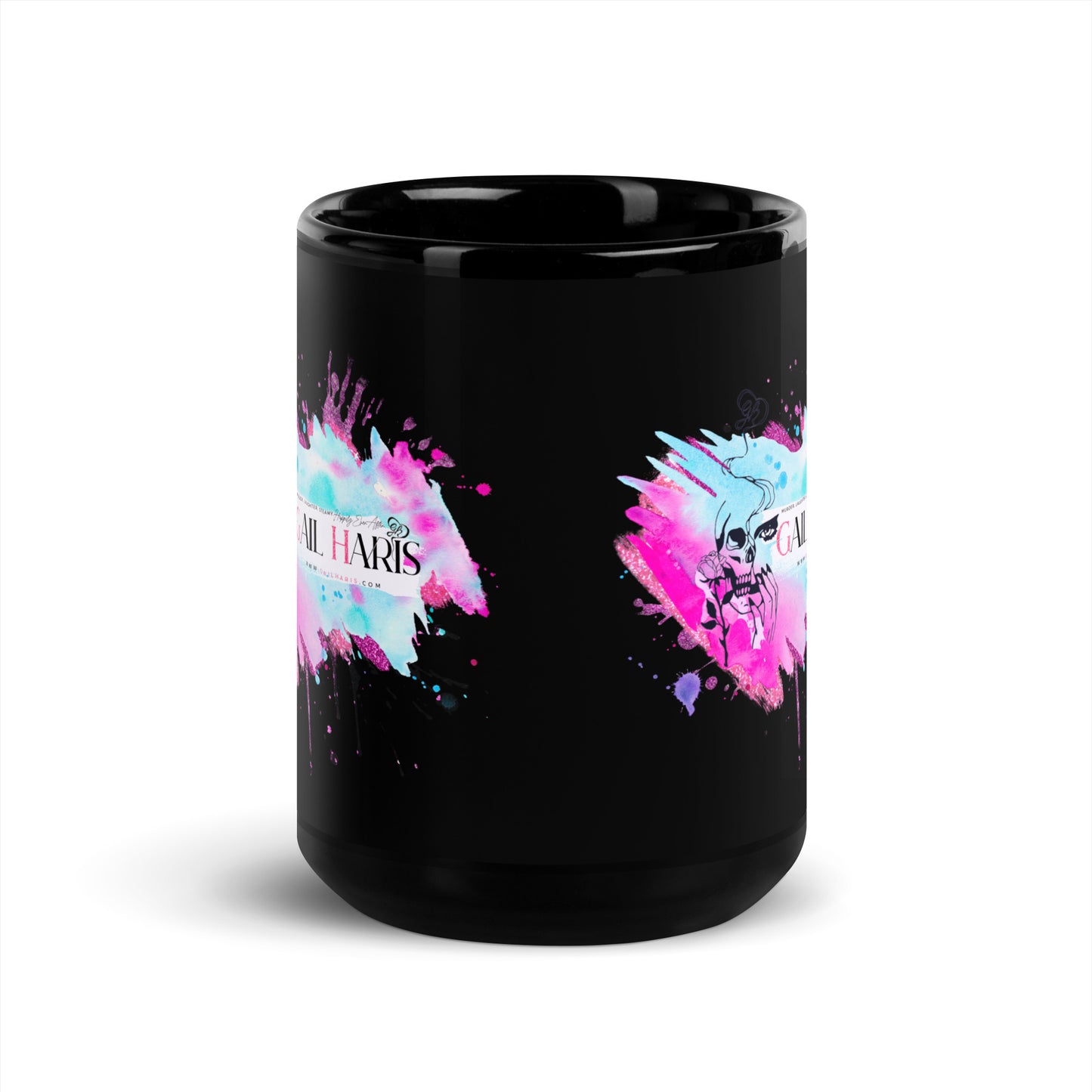 Gail Haris Color Splatter Black Glossy Mug
