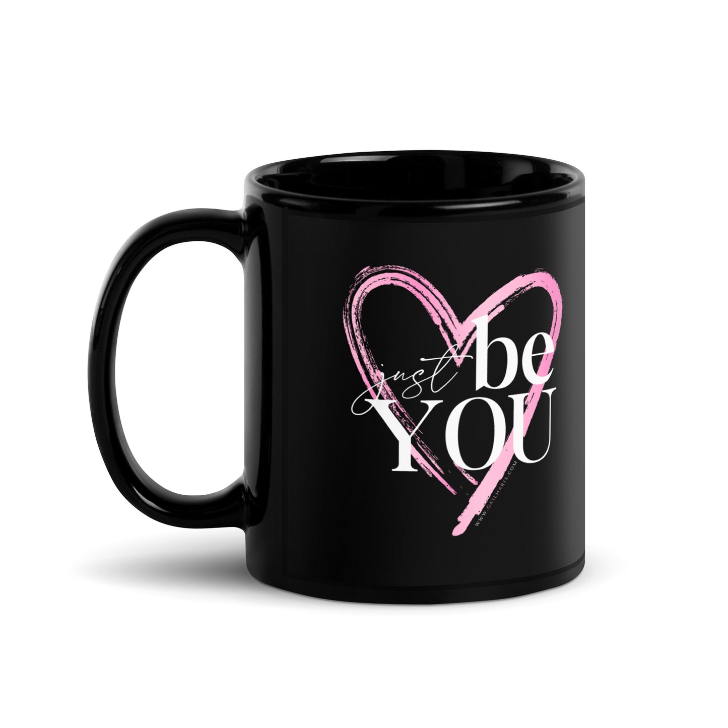 Just Be You Pink Heart Black Glossy Mug