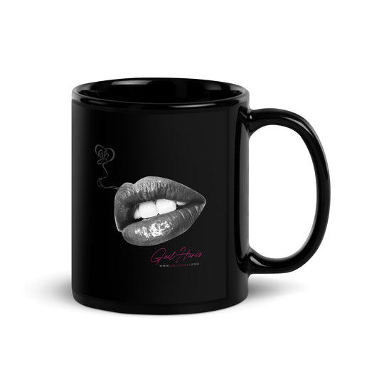 Steamy Lips Gail Haris Glossy Black Mug
