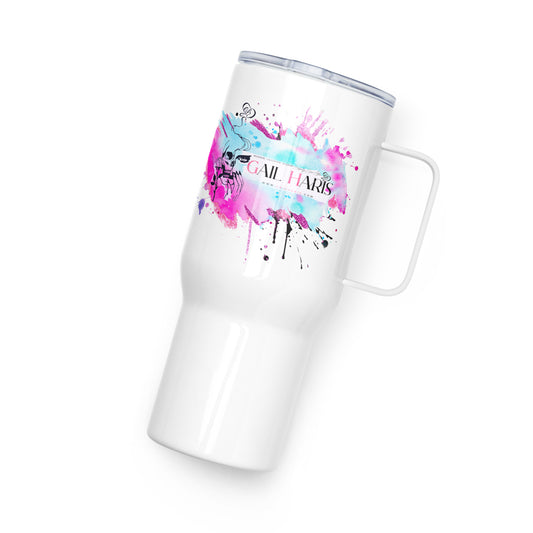 Gail Haris Color Splatter Travel mug with a handle