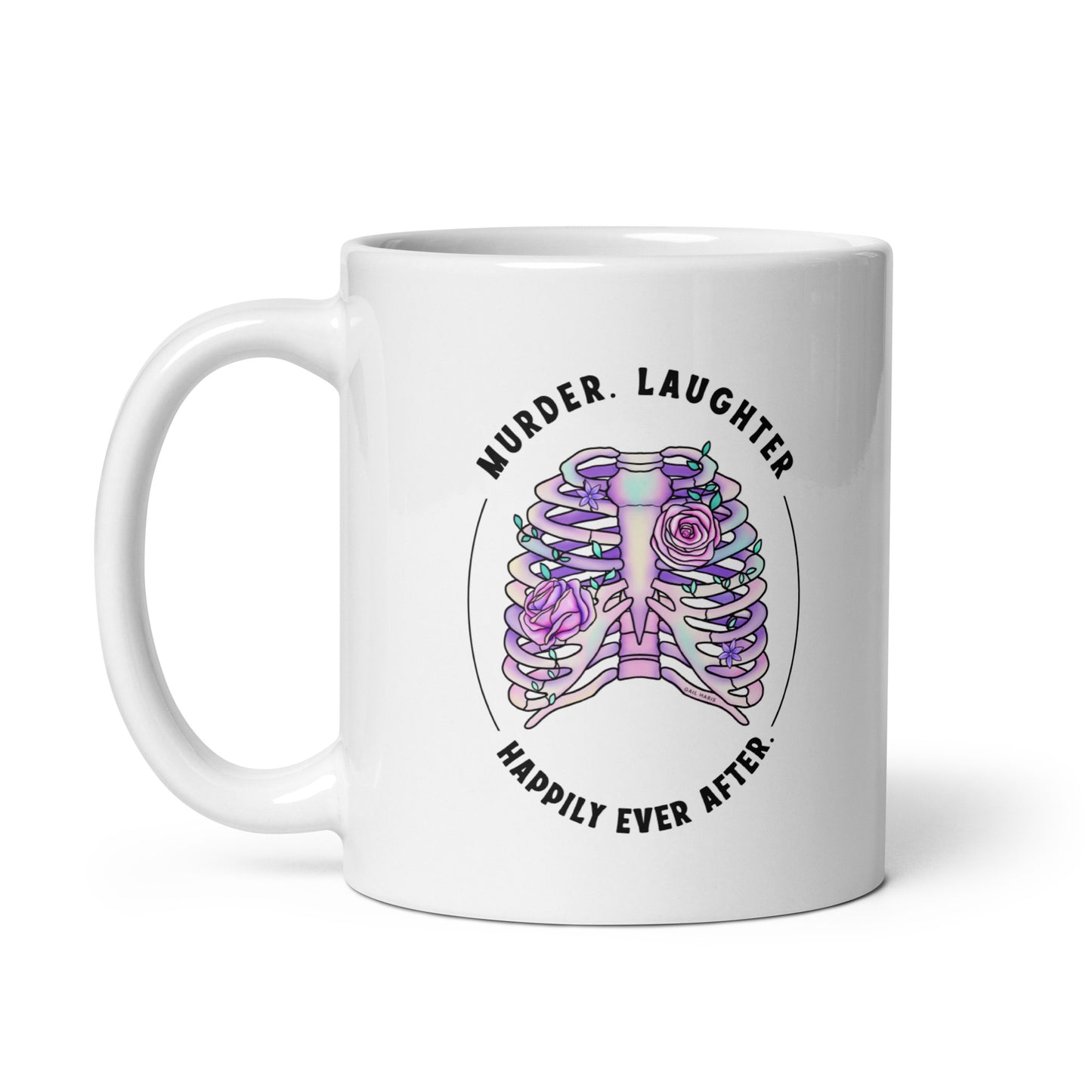 Gail Tagline Ribcage White glossy mug